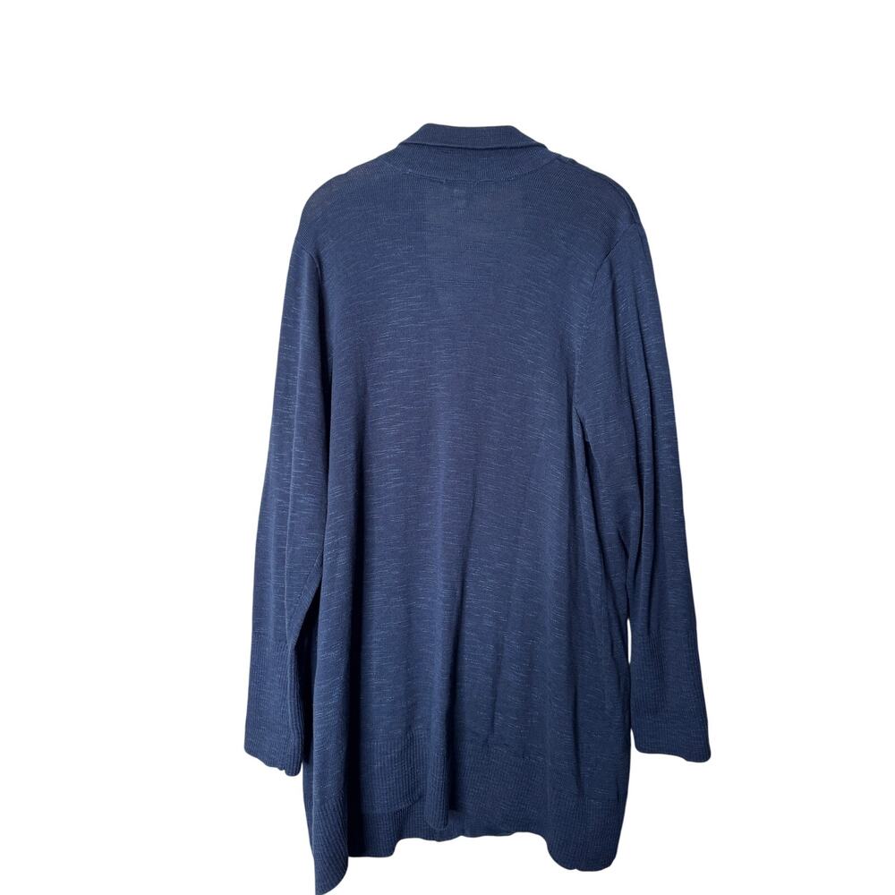 NWOT J. Jill X-Large Navy Blue Cotton Knit Blazer Jacket Collar Slouchy Pockets - Picture 6 of 8